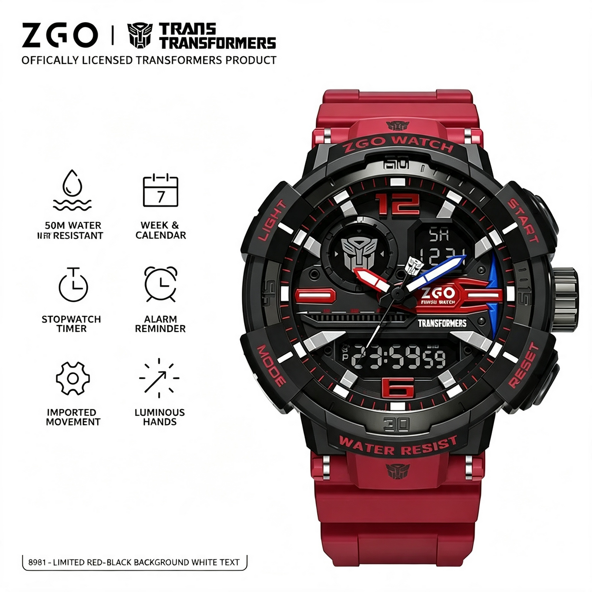 ZGO Transformers Mechanical Style Wrist Watch, Luminous Hands Calendar Week Display Sport Watch Gift for Teenage Boys